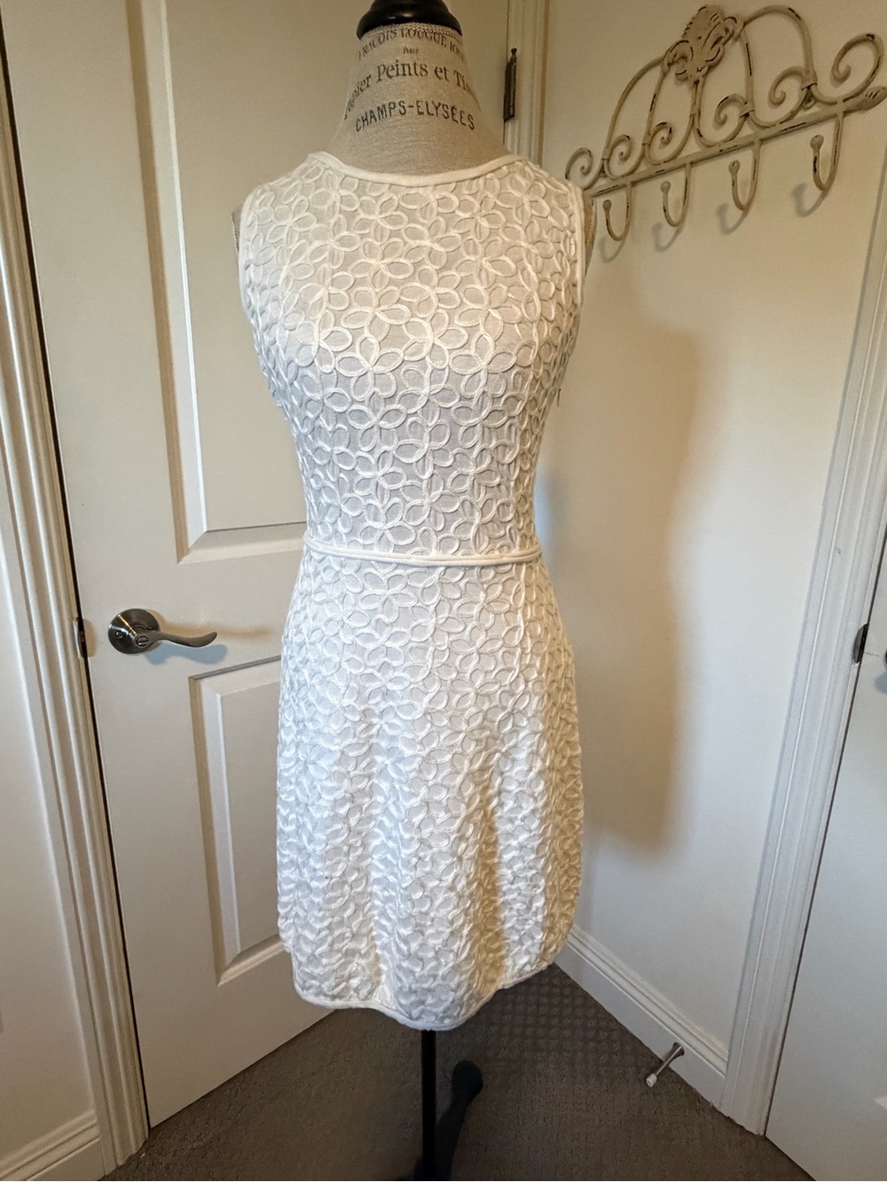 Max Studio White Sleeveless Lace Fit & Flare Dress